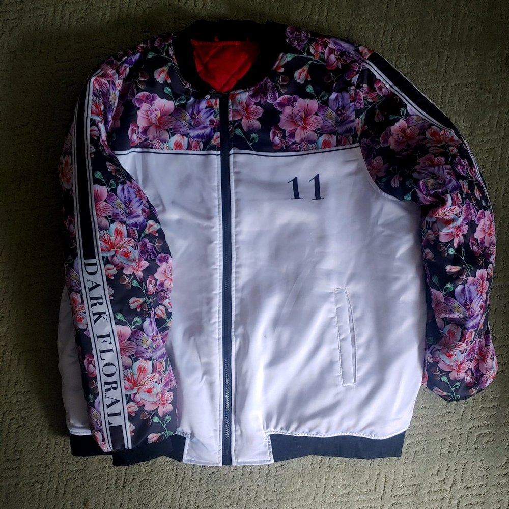 Midnight Pink Blossom Bomber Jacket